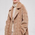 original geometric check pattern — new imported full pelt mink fur coat for women, over knee long style