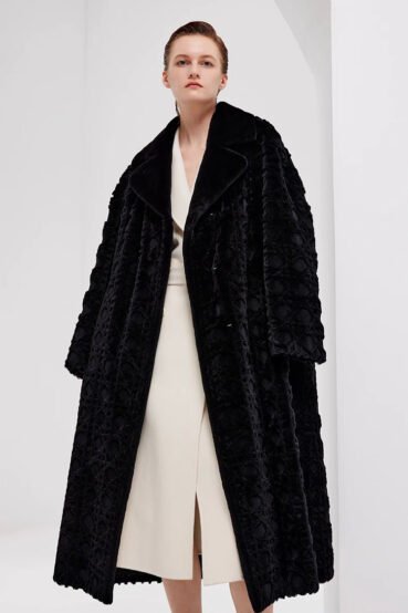 original geometric check pattern — new imported full pelt mink fur coat for women, over knee long style