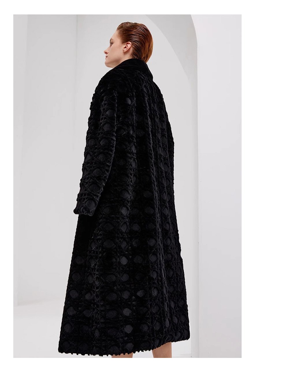 original geometric check pattern — new imported full pelt mink fur coat for women, over knee long style