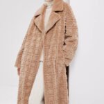 original geometric check pattern — new imported full pelt mink fur coat for women, over knee long style