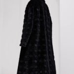 original geometric check pattern — new imported full pelt mink fur coat for women, over knee long style