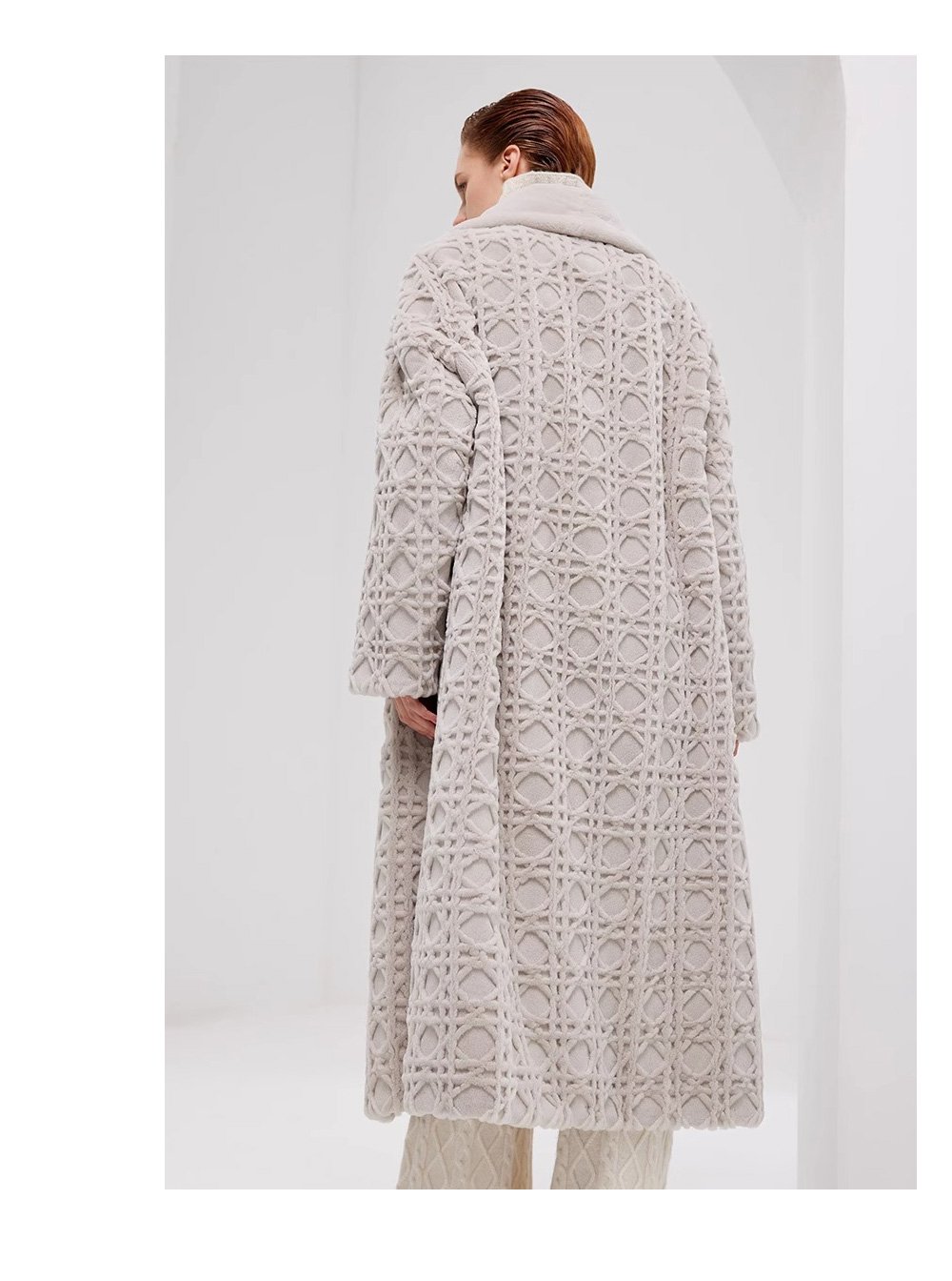 original geometric check pattern — new imported full pelt mink fur coat for women, over knee long style