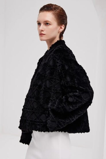 geometric check 2025 new fur jacket for women — chanel inspired full pelt mink, youthful short winter style