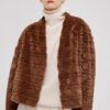 geometric check 2025 new fur jacket for women — chanel inspired full pelt mink, youthful short winter style