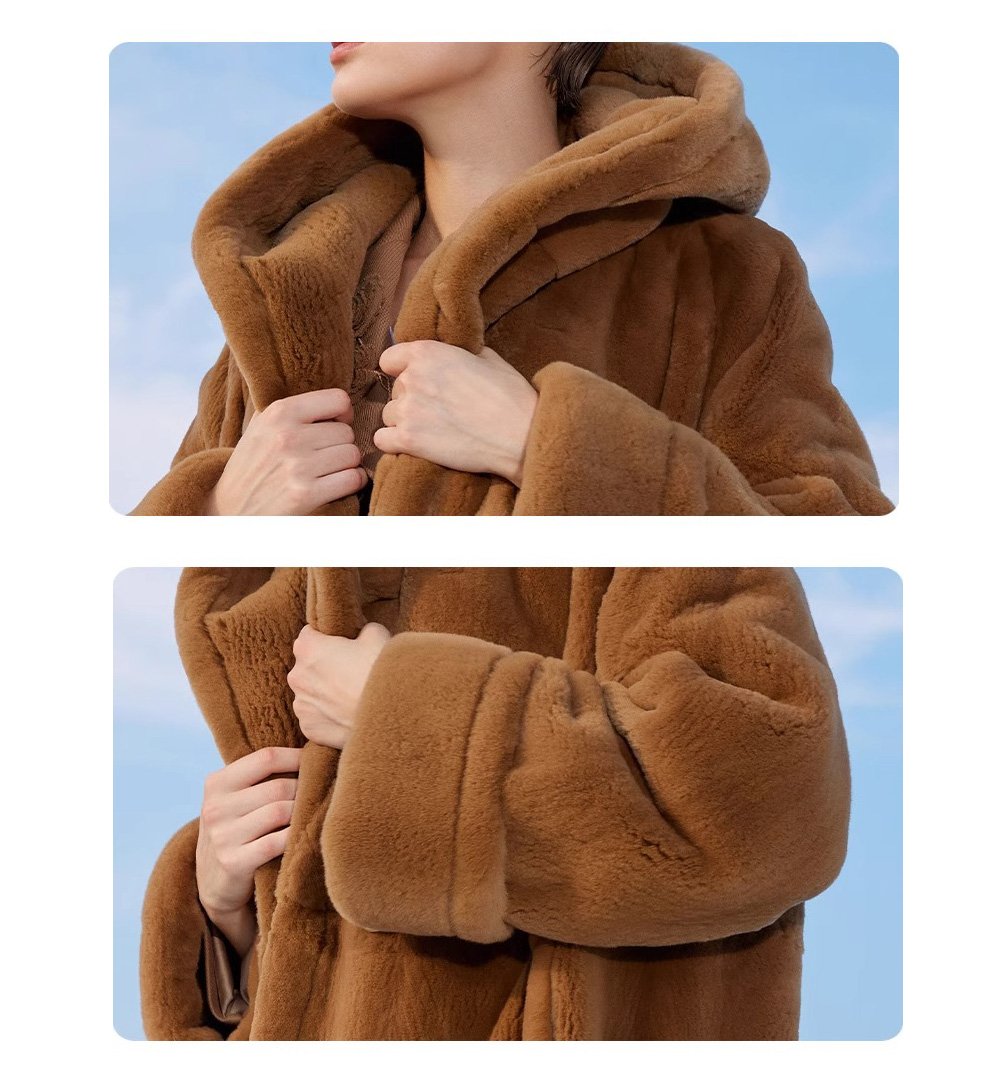 heavy craftsmanship teddy style mink fur coat for women — imported hooded mink fur outerwear, new winter collection