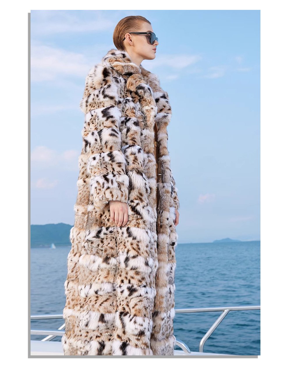 original lynx pattern luxury coat — imported american lynx fur outerwear, 2025 new collection