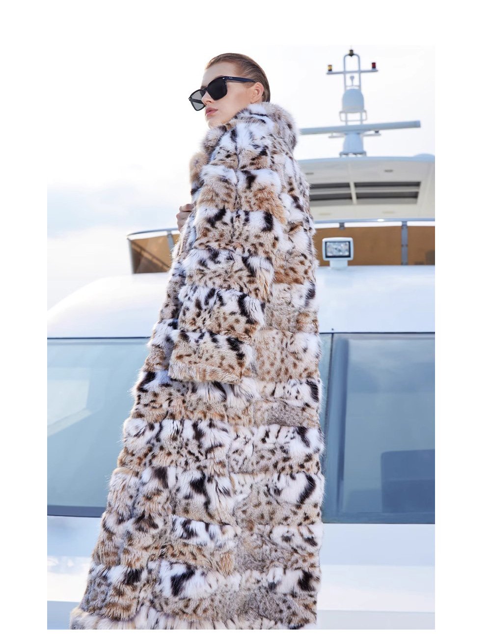 original lynx pattern luxury coat — imported american lynx fur outerwear, 2025 new collection