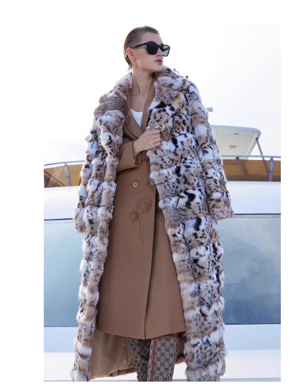 original lynx pattern luxury coat — imported american lynx fur outerwear, 2025 new collection