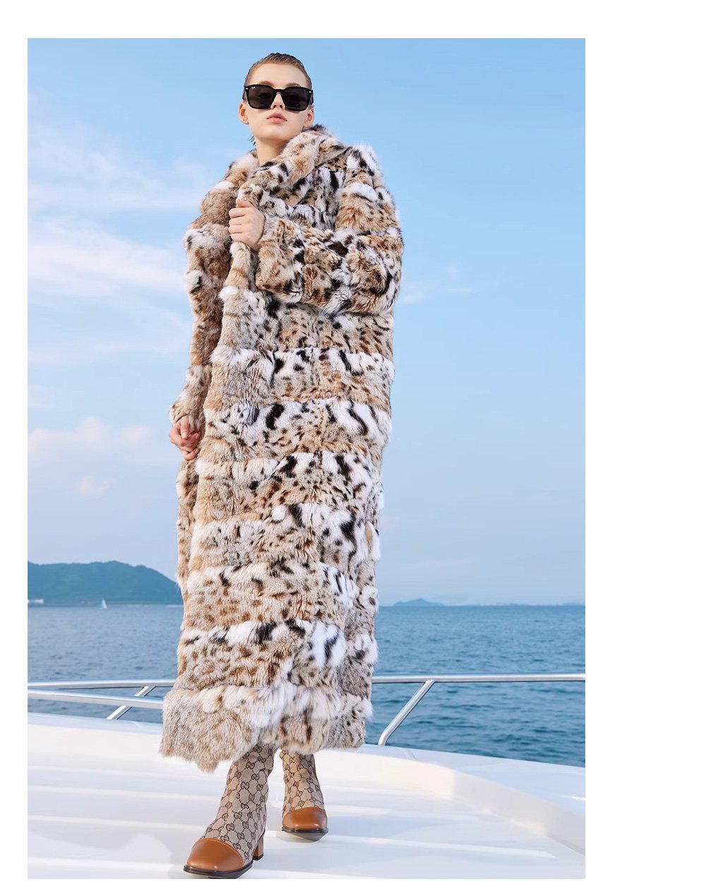 original lynx pattern luxury coat — imported american lynx fur outerwear, 2025 new collection