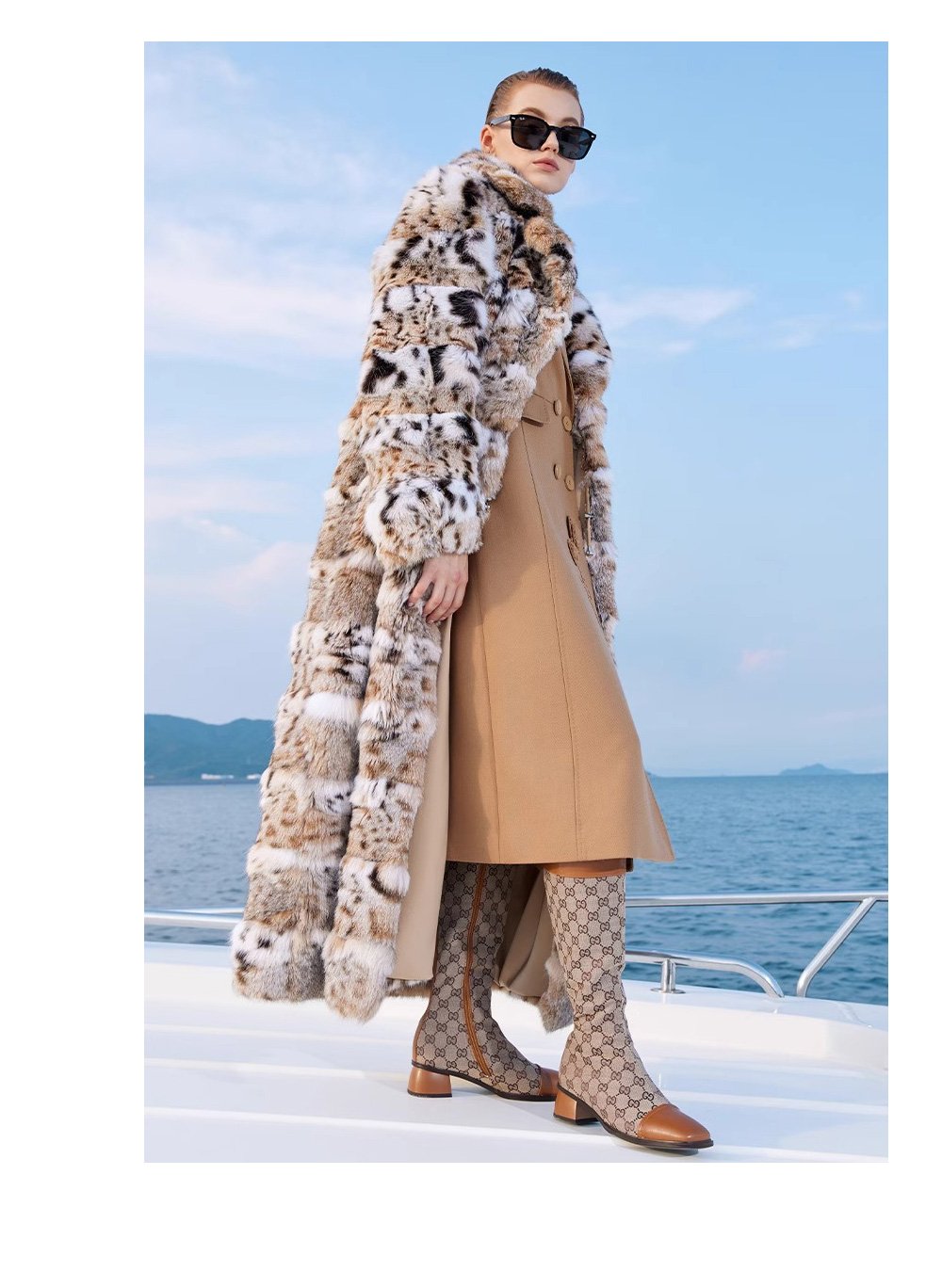 original lynx pattern luxury coat — imported american lynx fur outerwear, 2025 new collection