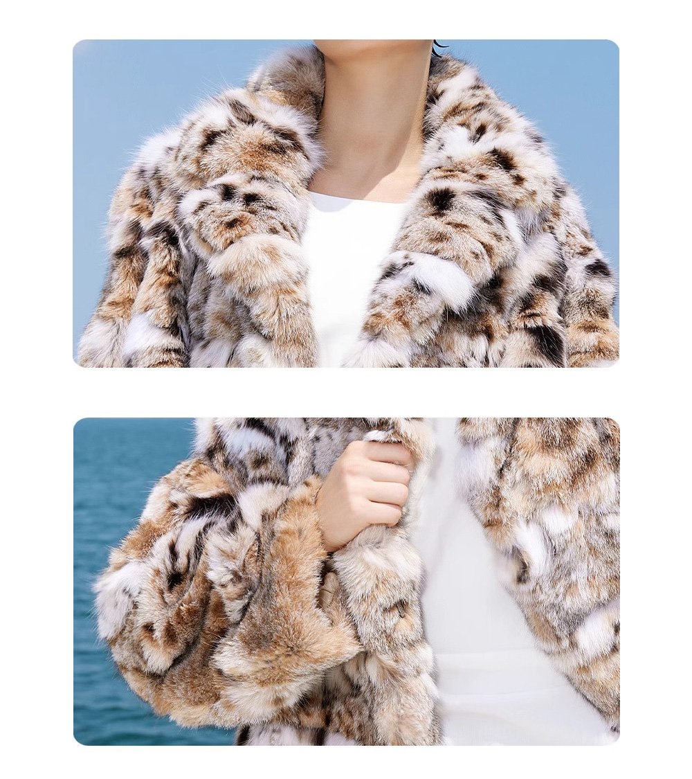 original lynx pattern luxury coat — imported american lynx fur outerwear, 2025 new collection