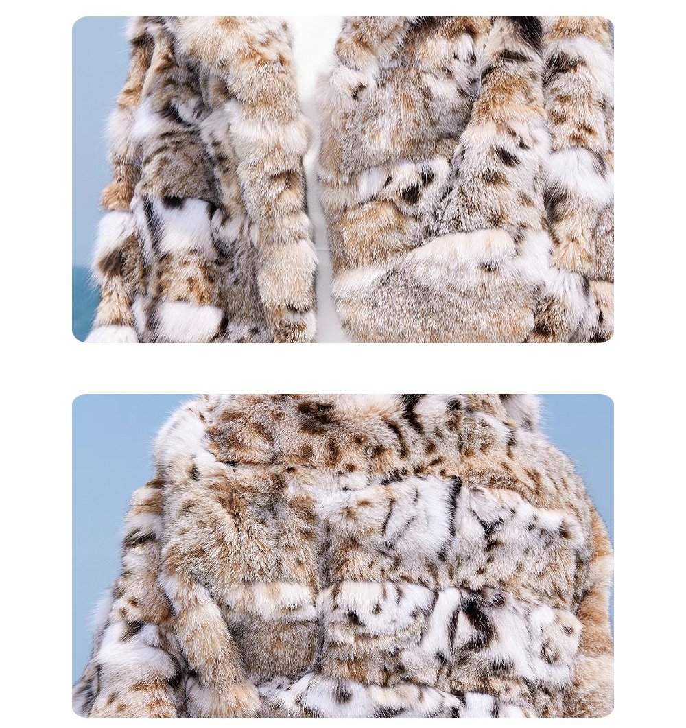 original lynx pattern luxury coat — imported american lynx fur outerwear, 2025 new collection