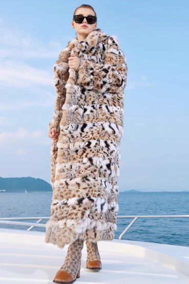 original lynx pattern luxury coat — imported american lynx fur outerwear, 2025 new collection