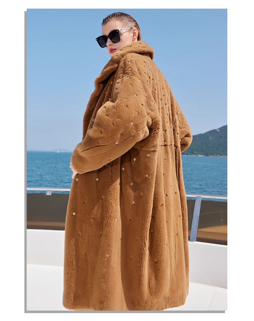 original teddy crystal embellished plucked mink fur coat for women — imported mink, 2025 new collection