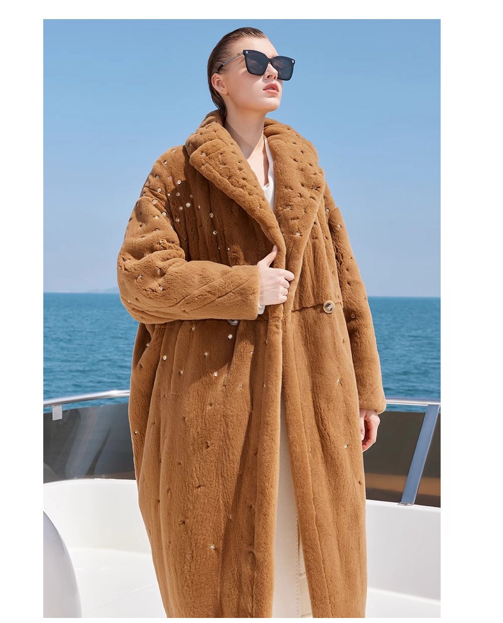 original teddy crystal embellished plucked mink fur coat for women — imported mink, 2025 new collection