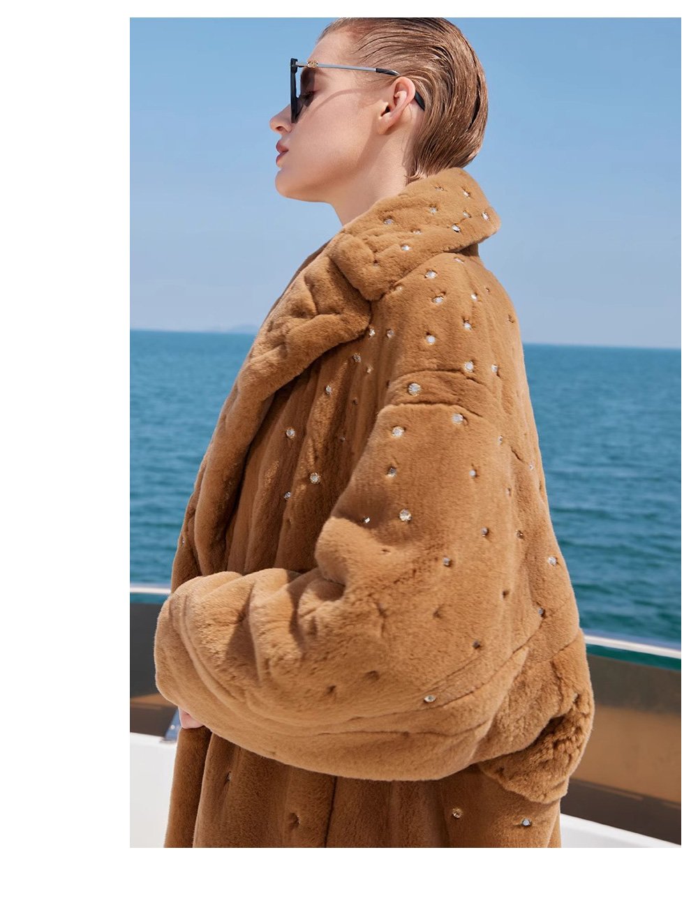 original teddy crystal embellished plucked mink fur coat for women — imported mink, 2025 new collection