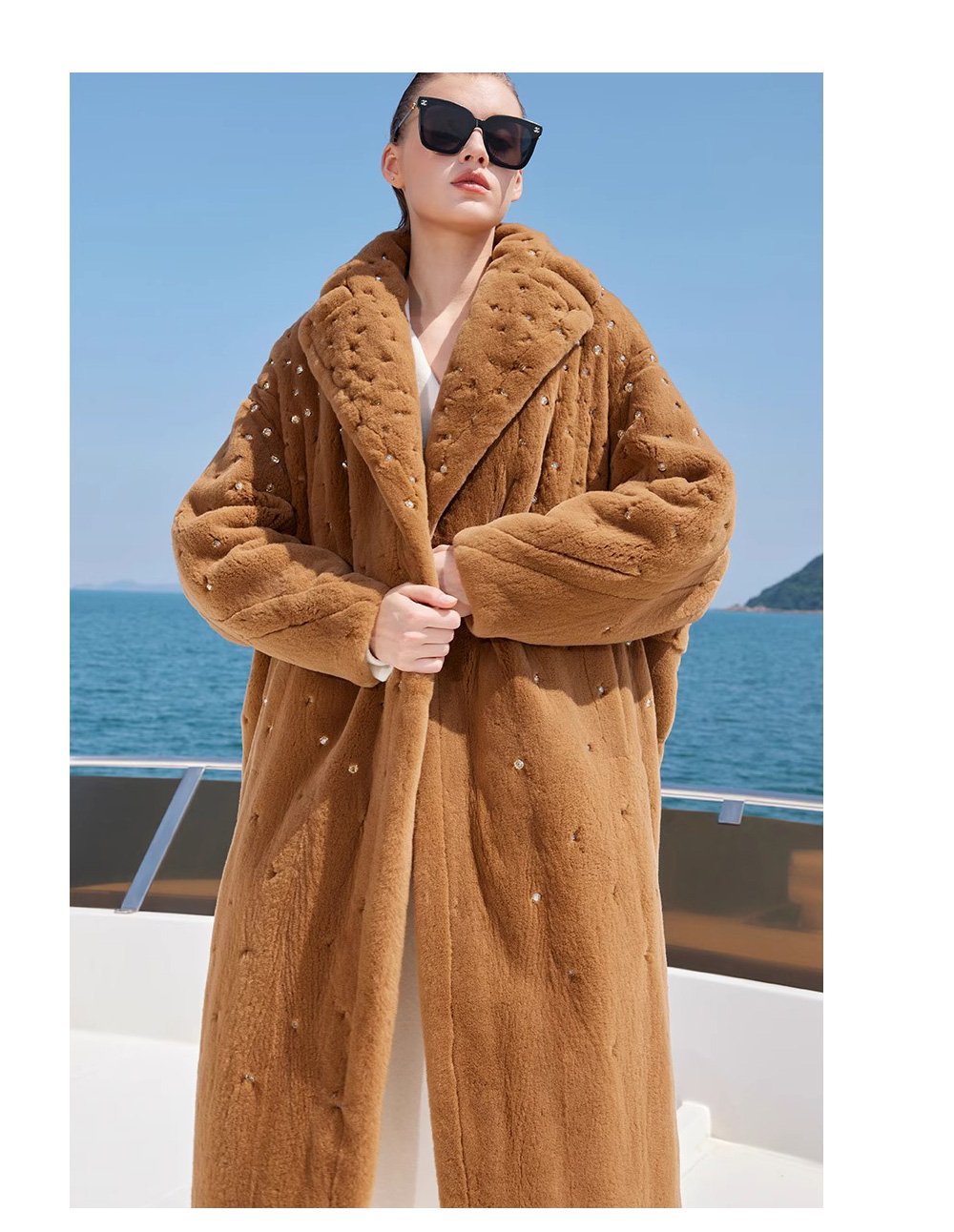 original teddy crystal embellished plucked mink fur coat for women — imported mink, 2025 new collection