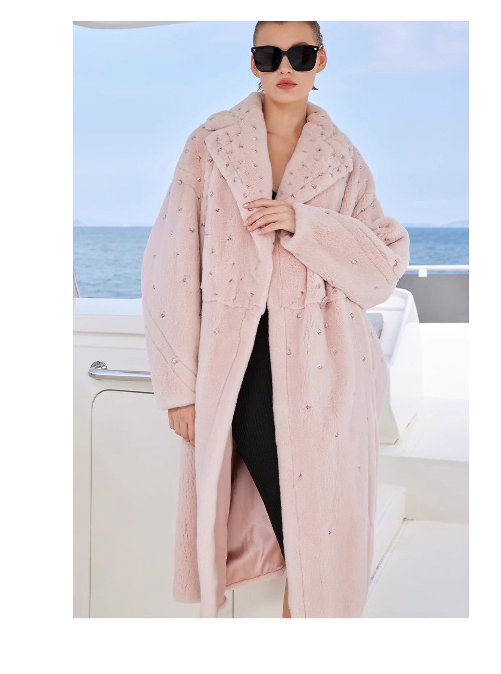 original teddy crystal embellished plucked mink fur coat for women — imported mink, 2025 new collection