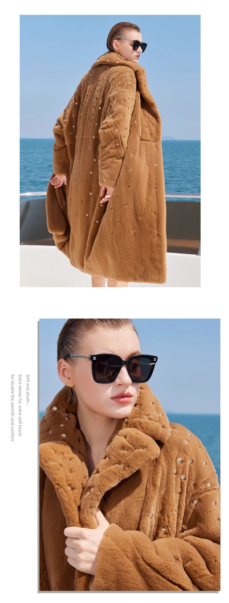 original teddy crystal embellished plucked mink fur coat for women — imported mink, 2025 new collection