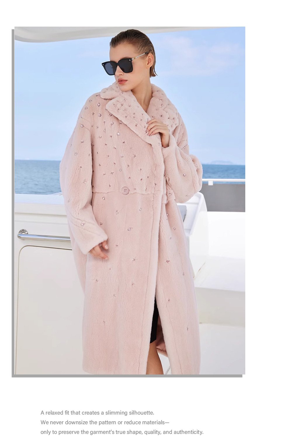 original teddy crystal embellished plucked mink fur coat for women — imported mink, 2025 new collection