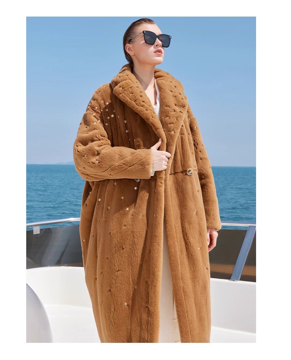 original teddy crystal embellished plucked mink fur coat for women — imported mink, 2025 new collection