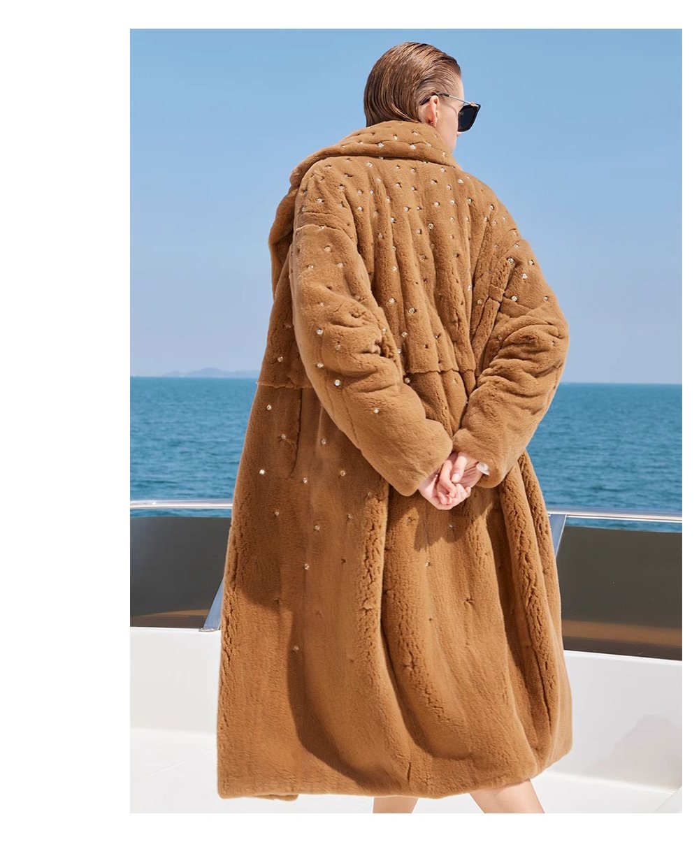 original teddy crystal embellished plucked mink fur coat for women — imported mink, 2025 new collection