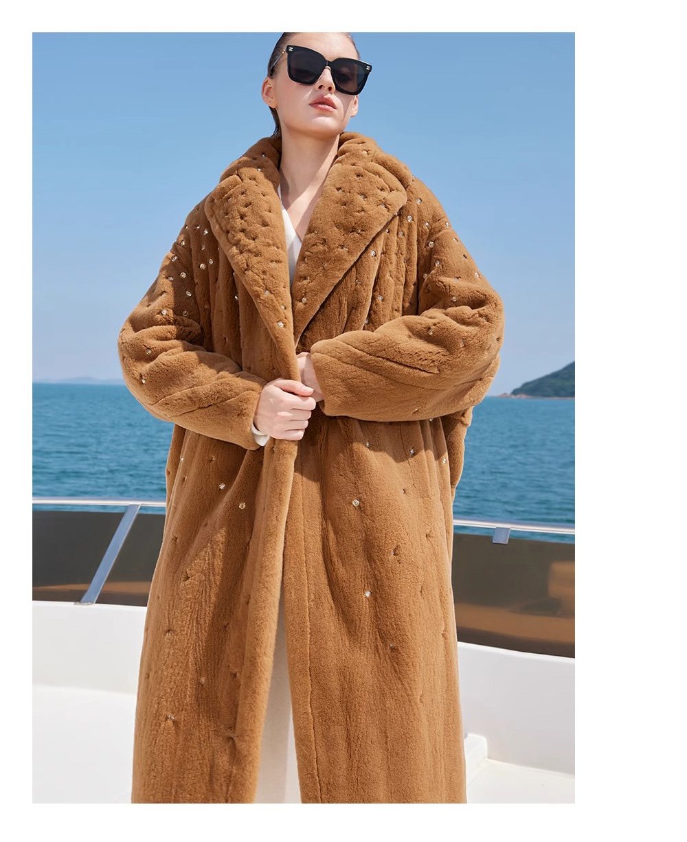 original teddy crystal embellished plucked mink fur coat for women — imported mink, 2025 new collection