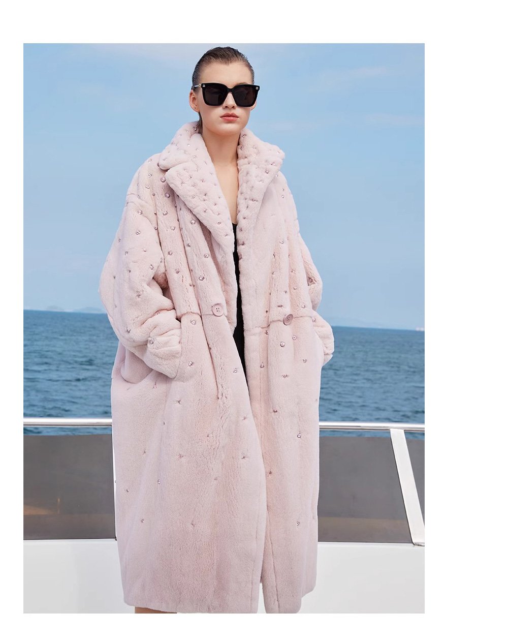 original teddy crystal embellished plucked mink fur coat for women — imported mink, 2025 new collection