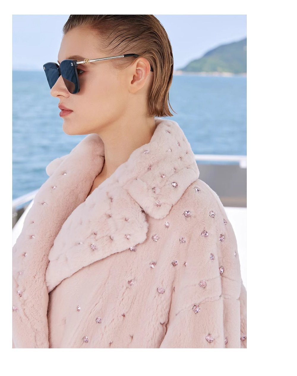 original teddy crystal embellished plucked mink fur coat for women — imported mink, 2025 new collection