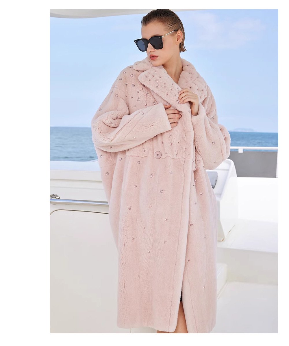 original teddy crystal embellished plucked mink fur coat for women — imported mink, 2025 new collection