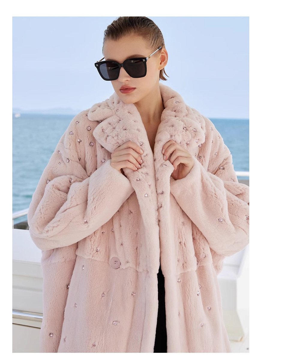 original teddy crystal embellished plucked mink fur coat for women — imported mink, 2025 new collection