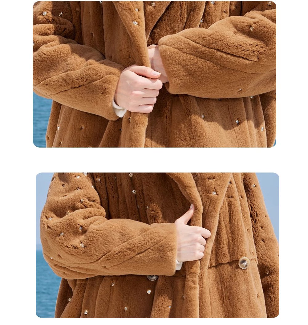 original teddy crystal embellished plucked mink fur coat for women — imported mink, 2025 new collection