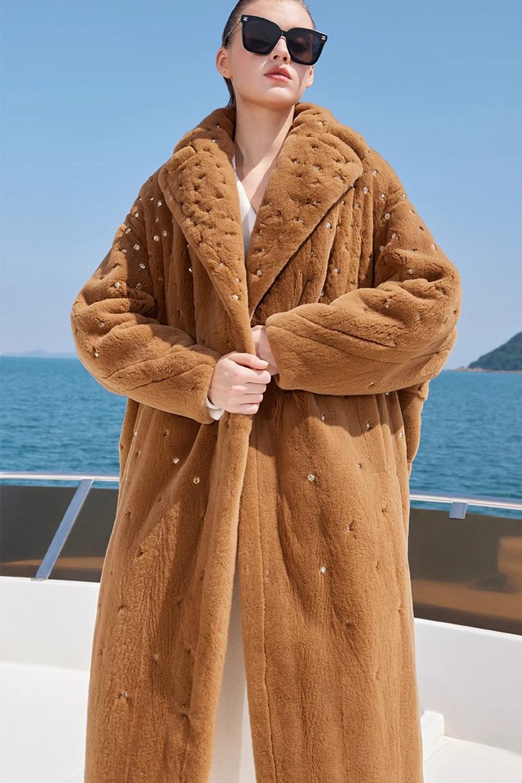 original teddy crystal embellished plucked mink fur coat for women — imported mink, 2025 new collection