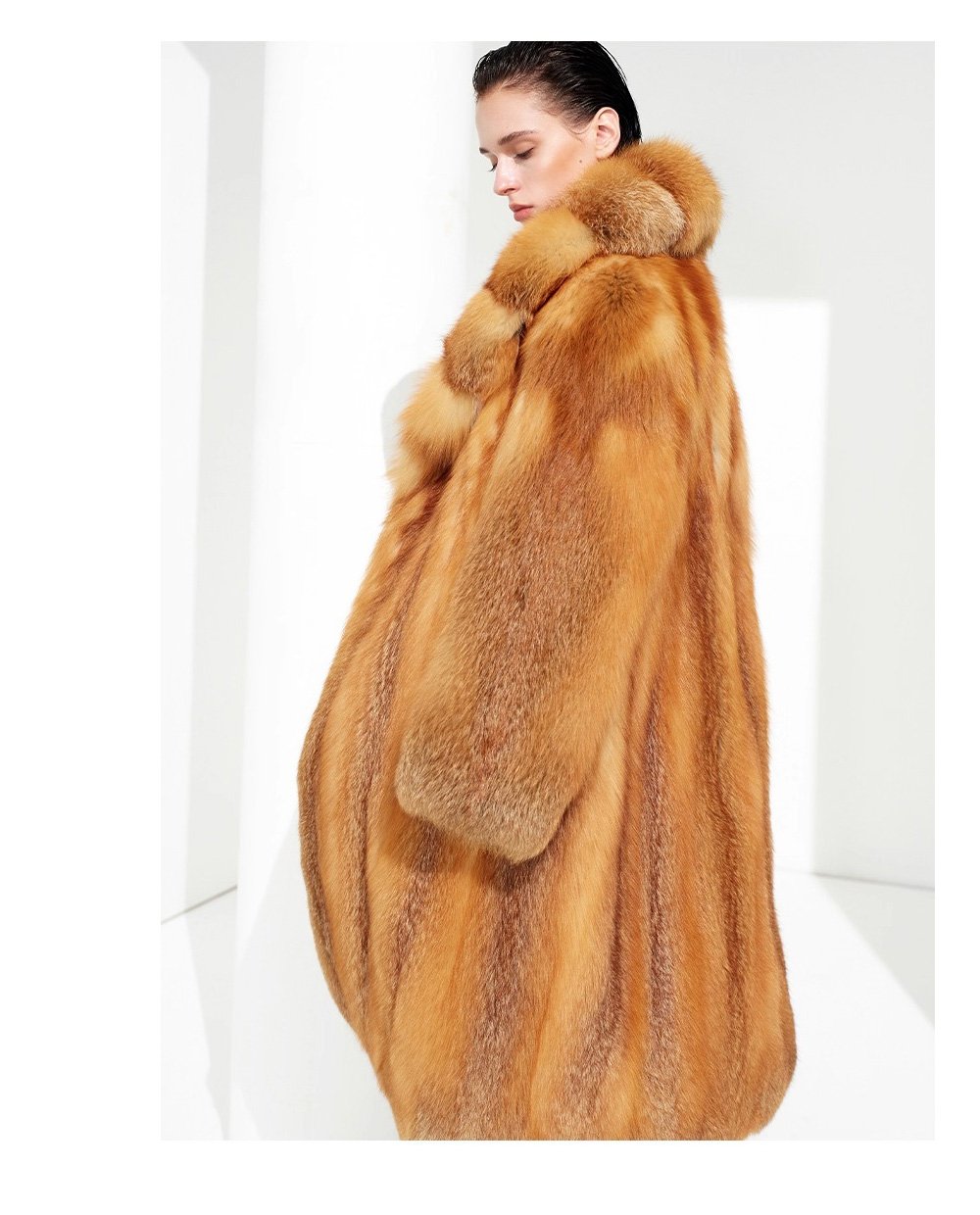 original “crimson ember” new imported finnish full skin fox fur coat — vintage luxury fur outerwear