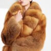 original “crimson ember” new imported finnish full skin fox fur coat — vintage luxury fur outerwear