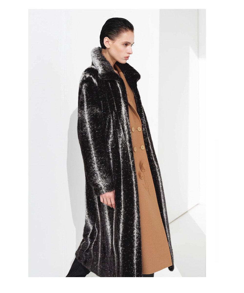 original “starlight cross” imported full pelt mink fur coat for women — elevated luxury winter outerwear