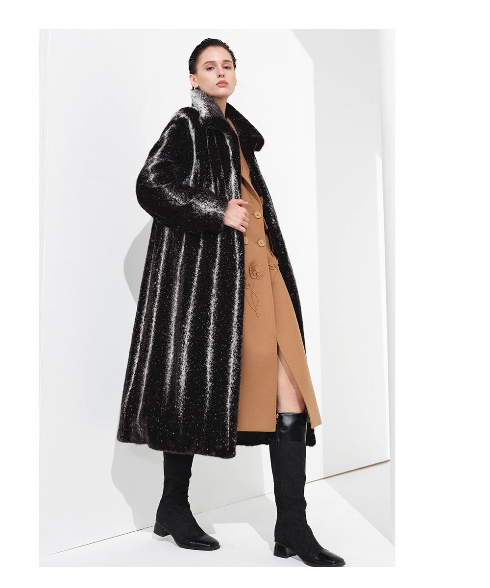 original “starlight cross” imported full pelt mink fur coat for women — elevated luxury winter outerwear