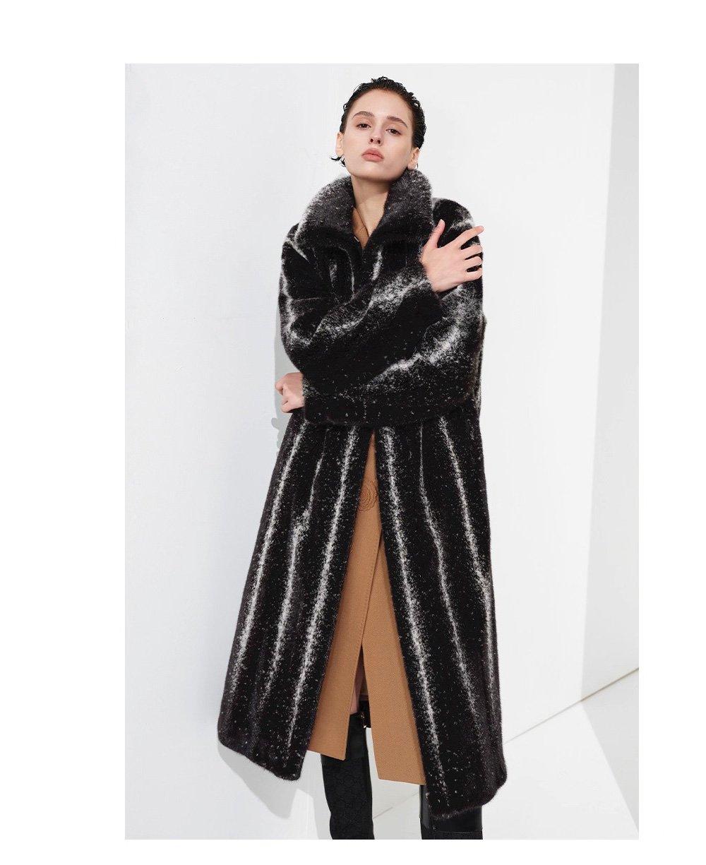 original “starlight cross” imported full pelt mink fur coat for women — elevated luxury winter outerwear