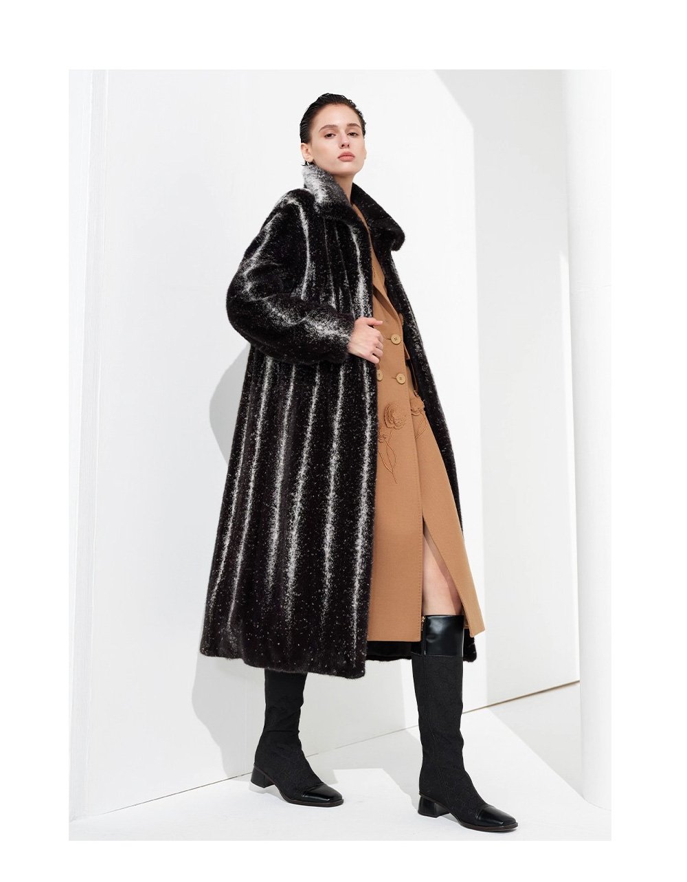 original “starlight cross” imported full pelt mink fur coat for women — elevated luxury winter outerwear