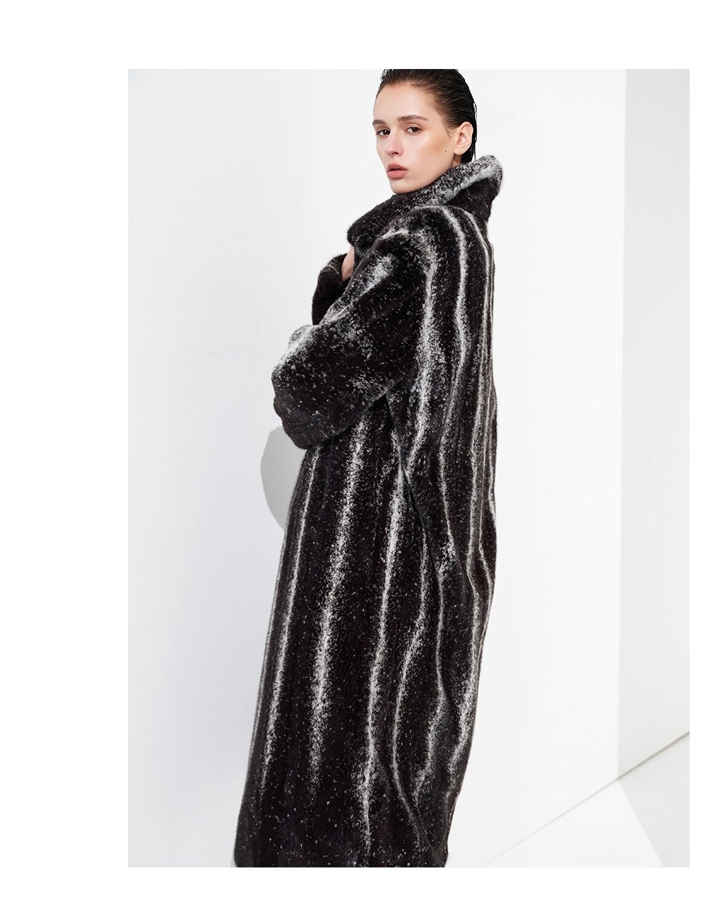 original “starlight cross” imported full pelt mink fur coat for women — elevated luxury winter outerwear