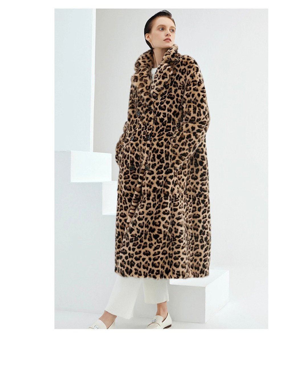 imported velvet full pelt mink fur coat for women — over knee long leopard print mink, 2025 new winter fur outerwear
