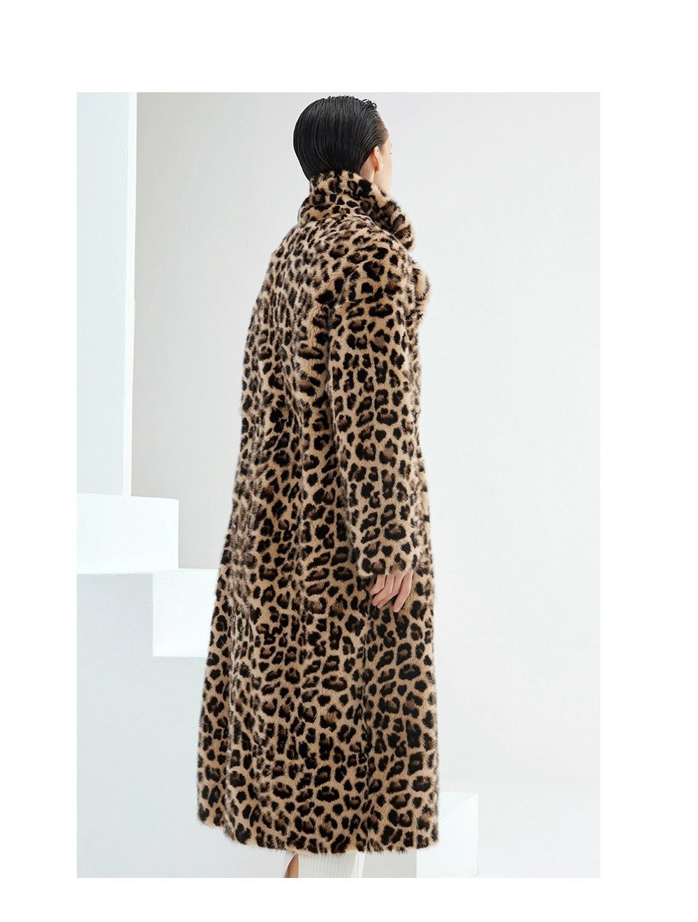 imported velvet full pelt mink fur coat for women — over knee long leopard print mink, 2025 new winter fur outerwear