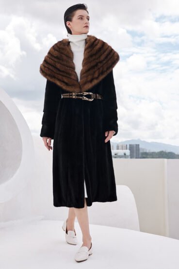 original design women’s full pelt mink fur coat – over knee long winter new collection