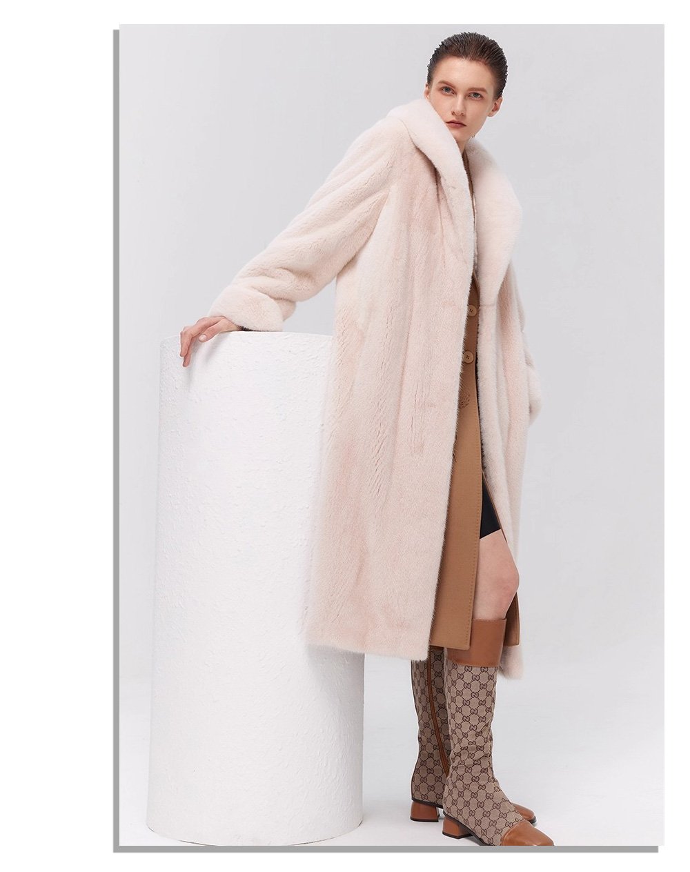 women’s luxury velvet mink fur coat – winter premium collection