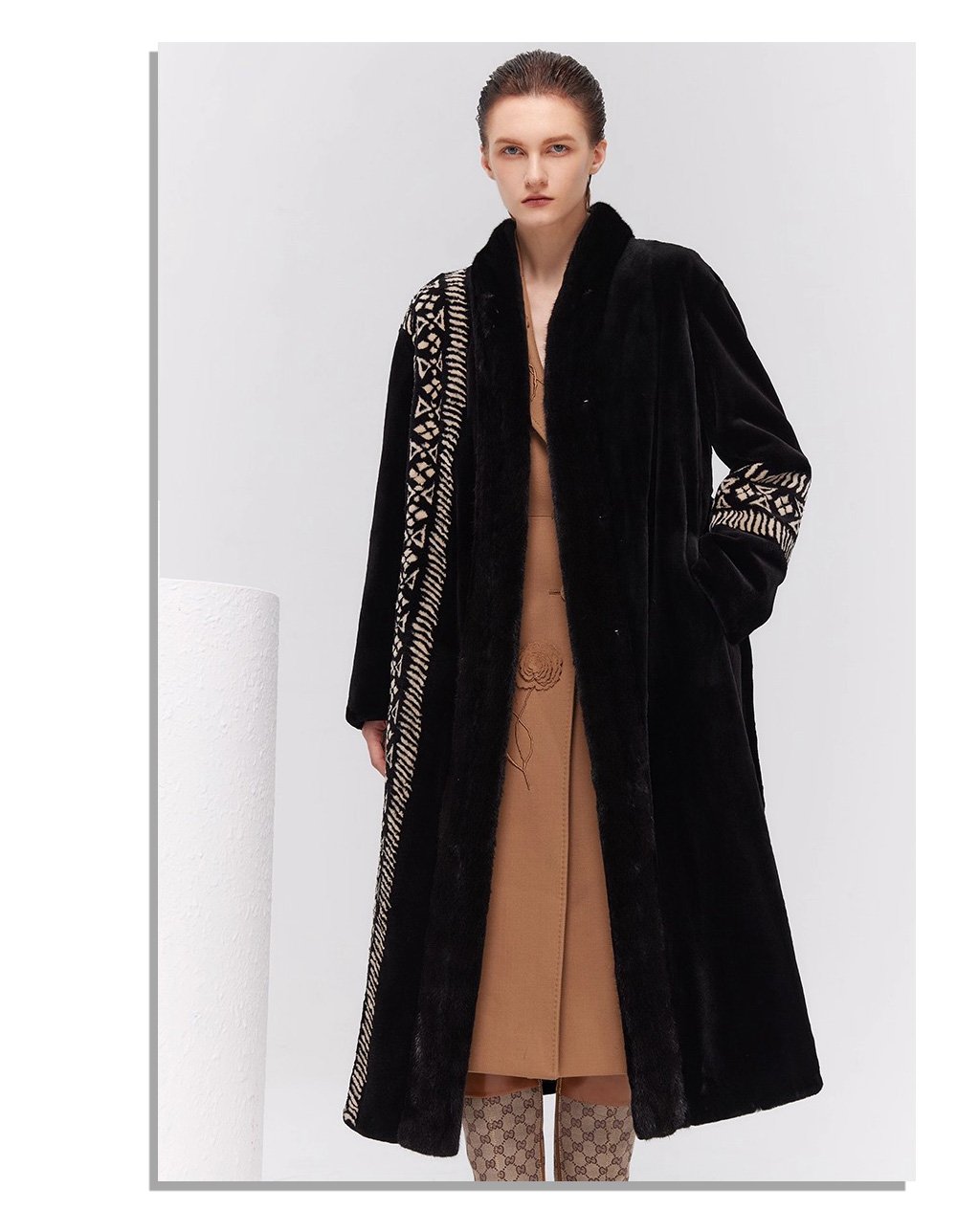 women’s luxury velvet mink fur coat – winter premium collection