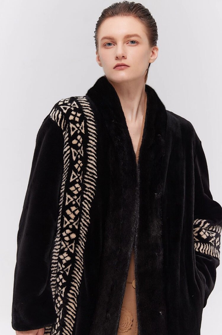 women’s luxury velvet mink fur coat – winter premium collection