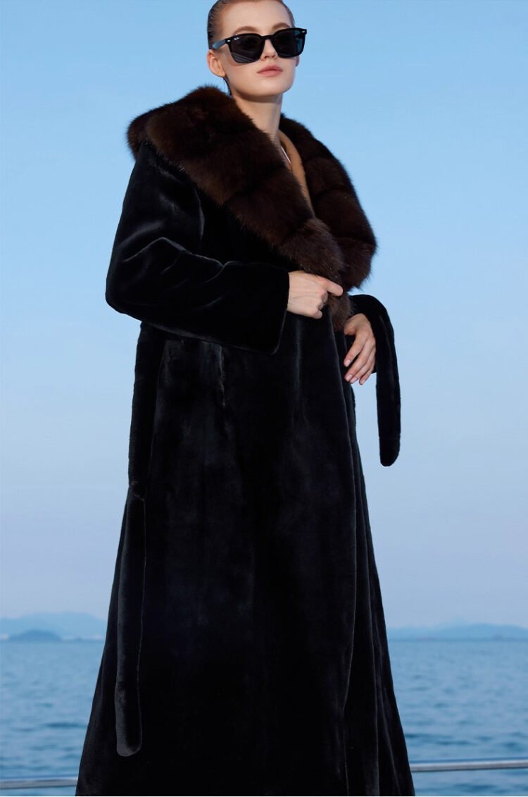 women’s full pelt mink fur coat – purple mink collar, fashionable & youthful, winter new collection