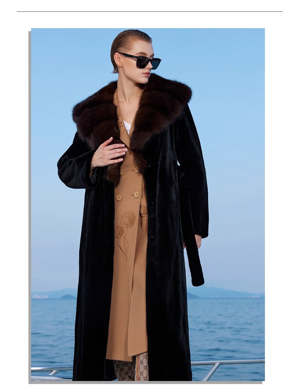 women’s full pelt mink fur coat – purple mink collar, fashionable & youthful, winter new collection