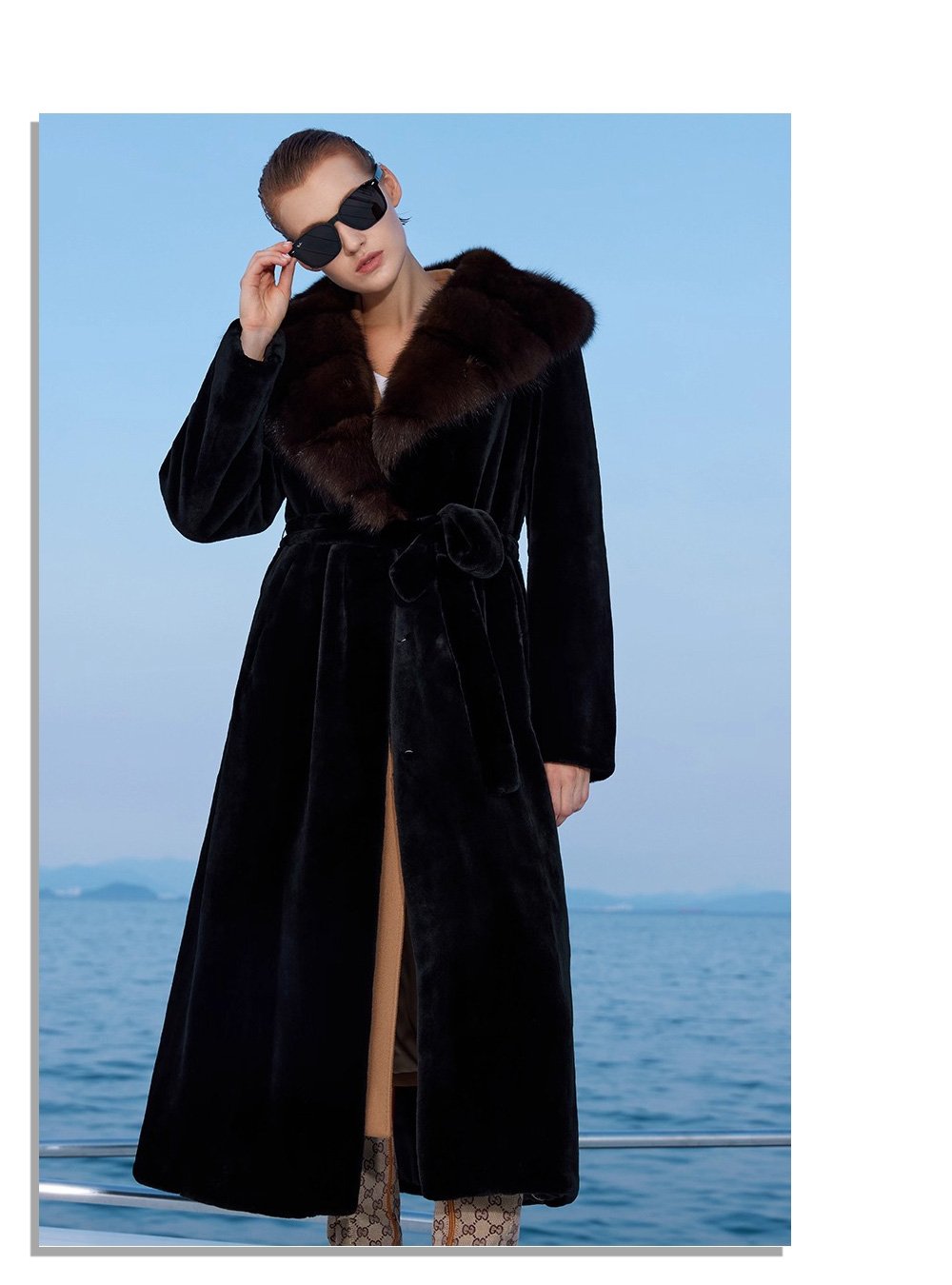 women’s full pelt mink fur coat – purple mink collar, fashionable & youthful, winter new collection