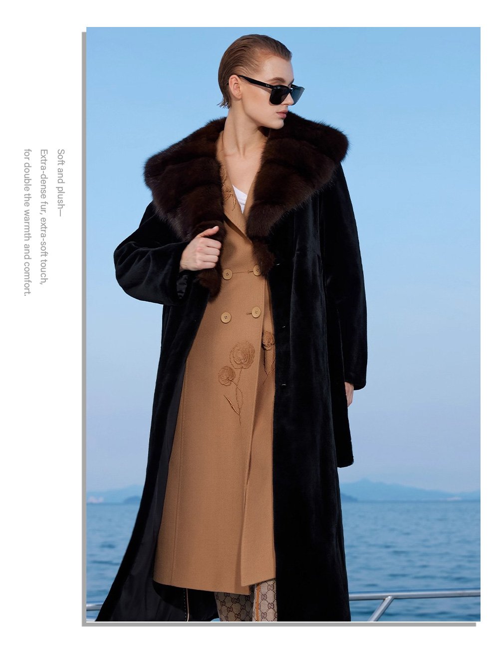 women’s full pelt mink fur coat – purple mink collar, fashionable & youthful, winter new collection